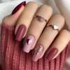 Valentines Press On Nails Coffin Medium Long Pink Fake Nails