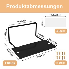 WYYHQO Mattress Holder, Pack of 4 Mattress Holders Against Slipping, Mattress Hanger, Mattress Holder Rail with Double-Sided Tape and Screws, for Fixing Bed Boards, Black