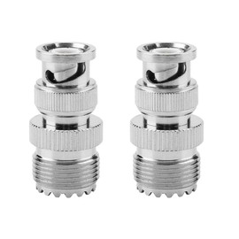 Akozon RF Coaxial Adapter, 2pcs BNC Male Plug to UHF SO239 PL-259 Female Jack Cable Connector RF Coax Aerial Adapter