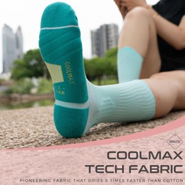 Rahhint Coolmax Compression Running Socks for Women Cooling Cushion Walking Crew Moisture Wicking Anti-Blister Arch Support Trail Tennis Marathon Socks 16 Pairs