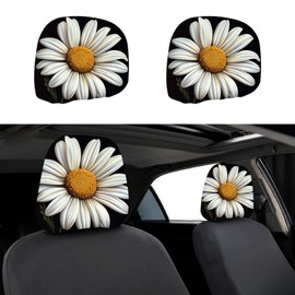 CREATCABIN 2Pcs Car Headrest Cover Universal Car Headrest Covers Protector Seat Cover Accessories Removable April Daisy Head Rest Covers for Most Automobile Truck Auto Decorative Kit 11x10Inch