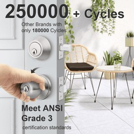 home improvement direct 6 Pack Keyed Alike Entry Door Knobs/Keyed Door Lock, Double Cylinder Keyed Deadbolt with Matching Round Style Knob, Classic Satin Nickel Finish, Door Hardware & Lock