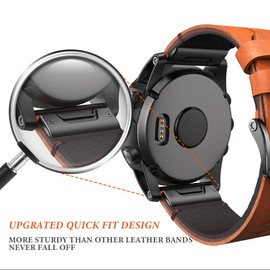 NotoCity Replacement Leather Strap Compatible with Garmin Fenix 7X / Fenix 5X/5X Plus/Fenix 6X Pro/Fenix 6X Sapphire/Fenix 3/Fenix 3HR (26 mm) Quickfit Wristband Sport & Business for Men and Women