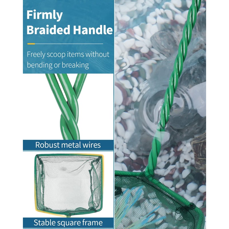 Pawfly 4 Inch Aquarium Fish Net with Braided Metal Handle