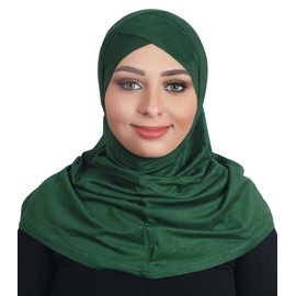 AL AMIRA Beautiful Single cross cotton hijab scarf Islamic women fancy hijab 2T101 (Green)