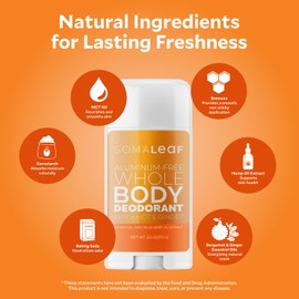 Full Body Deodorant Stick Features Naturally Sourced Ingredients, Deodorant Suitable for Both Men and Women | Aluminum-Free Deodorant Stick, 72 Hours of Odor Defense, 2.5 oz