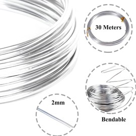 2mm x 30m Aluminium Wire Silver Craft Wire Wire for Crafts Fashion Jewellery