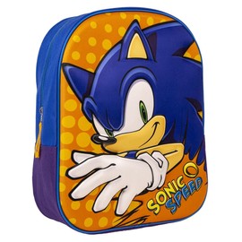 Sonic School Backpack with Zip 25 x 31 x 10 cm Children's Backpack with 3D Elements Padded Shoulder Strap Original Product Designed in Spain, multicoloured