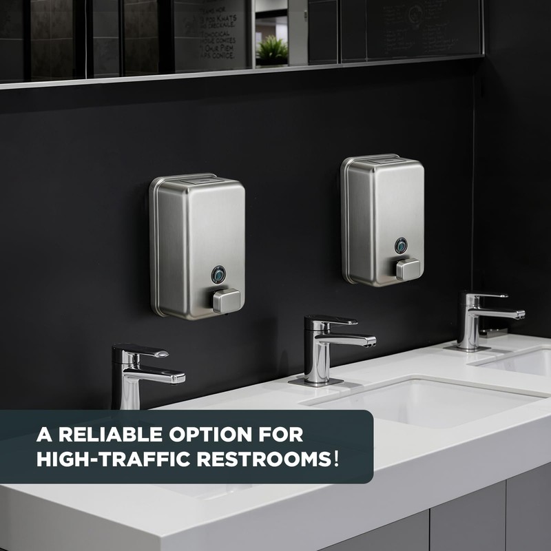 Gorlary Commercial Soap Dispenser Wall Mount, 37 fl oz, Silver