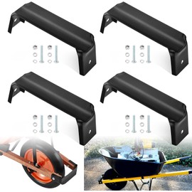4 Pcs Black Steel Wheelbarrow Heavy Duty Axle Bracket, Wheelbarrow Replacement Accessories Axle Brackets, Wheelbarrow Bracket for Gardening, Farms, and Most Standard Wheelbarrows