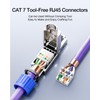 VCELINK Conector RJ45 sin herramientas, chapado en oro, conector Cat