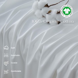 Simple&Opulence Kids 100% Organic Cotton Duvet Cover Ruffle- 3 Pcs (1 Comforter Cover 2 Pillowcases) Lace Shabby Chic High End Boho Floral Frill Bedding Set(White, Full)