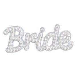 QianSiLi Bride to Be Gifts Pearl Iron On Letters for Clothing Bling Rhinestone Iron On Patches for Jeans Hats Jackets Decor (Bride)