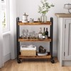 VASAGLE 3-Tier Narrow Storage Cart, Rolling Cart with Wheels, Steel