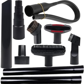 10 Pcs Universal Vacuum Attachments for Shop Vac Accessories - 2 1/2" to 1 1/4" and 1 7/8" to 1" Vacuum Hose Adapter Kit, Vacuum Brush Attachment Flexible Crevice Tool, Vacuum Extension Wand