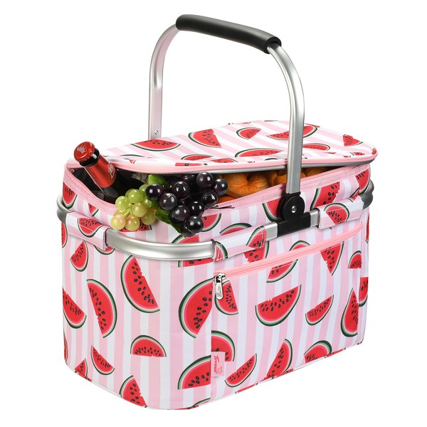 Tirrinia Large Insulated Picnic Basket, 34L Water Resistant & Leakproof