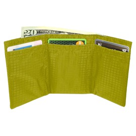 Ultralight Thin Slim Trifold Minimalist Wallet for Men & Women. Vegan. No Animal Products Used. Great For Front Pocket. Ultra-Compact Travel Partner (Lime Green)