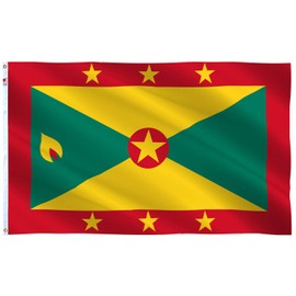 Grenada Flag 3x5 Ft Outdoor Large, Moderate-Outdoor Both Sides Heavy Duty100D Polyester,Canvas Header and Double Stitched - Brass Grommets for Easy Display,Grenadian Flags