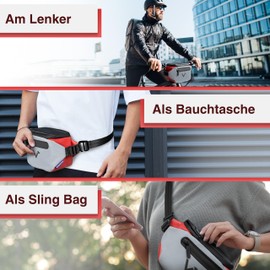 Valkental® - Klickfix 3-in-1 Bicycle Bag Handlebar Compatible | Fully Reflective & Waterproof - Suitable as Handlebar Bag & Bum Bag | 4L Volume | Handlebar Bag Bicycle Klickfix | Handlebar Bag Ebike
