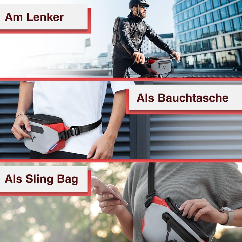 Valkental® - Klickfix 3-in-1 Bicycle Bag Handlebar Compatible | Fully