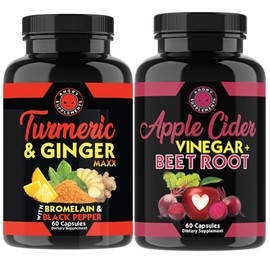 Angry Supplements Angry Supplements Turmeric Ginger Maxx + Apple Cider Vinegar with Beet Root 2-Pack Wellness Bundle C Supports Energy, Digestion, and Daily Vitality C Natural Herbal Capsules for Men & Women