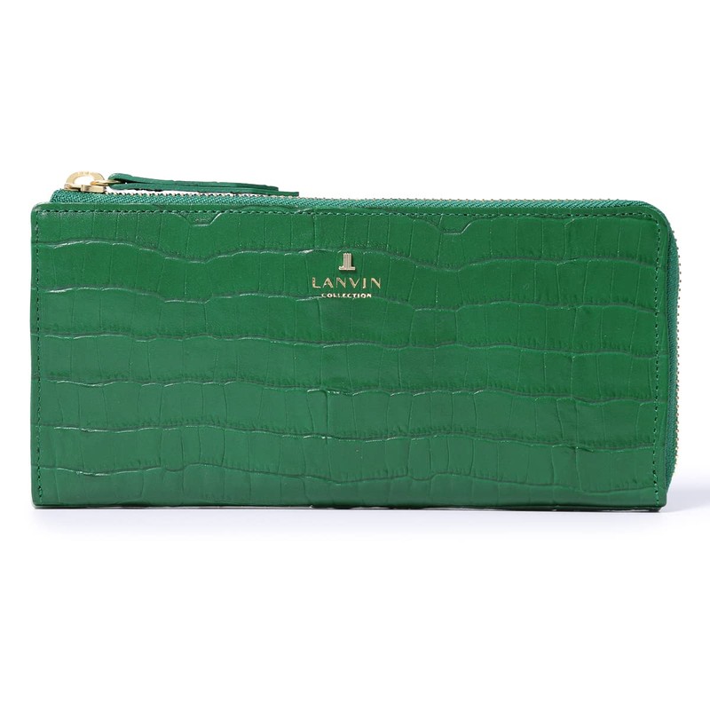 Lanvin Collection 65-6712 Women's Long Wallet, L-Shaped Zipper, Lamer Purse,