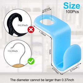 100 PCS Hanger Connector Hooks, Hangers Space Saving, Hanger Clips for Plastic Hangers(5 Color)
