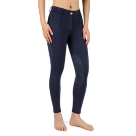 beroy Pantalones de equitación con Parches de Rodilla para niñas con Cremallera Frontal Ecuestre y Bolsillos