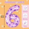40 Inch Pink Dog Paw Balloons, Numeral 6 Birthday Balloons