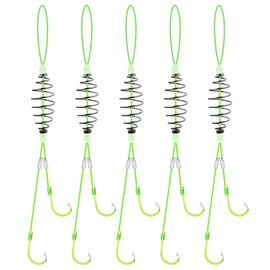 Dyxssm Spring Bait Cage Trap Fishing Hooks, Drum Spring Feeder Carp Fishing Baits Hook (5pcs, 8#)