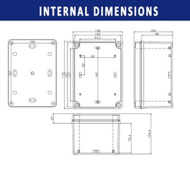 Supertool Project Box, ABS Plastic Cover IP67 Waterproof Electronic Junction Box for DIY Instrument (1 Piece), Light Grey (175 x 125 x 100mm)
