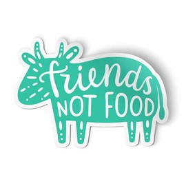 Squiddy Friends Not Food Vegetarian Vegan Cow - Vinyl Sticker - Large Size (12" Wide)