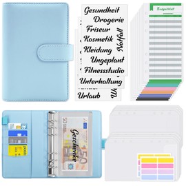 Konvinit Budget Planner Money Envelopes A6 Budget Binder, Budget Planner Money Organiser, Money Saving Folder with Budget Sheet, Labels, Calendar for Budgeting, Household Book Financial Planner