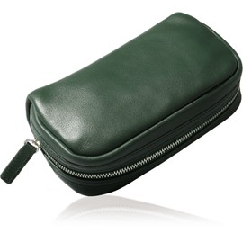 Blue Sincere Xpee PB5 Square Pouch, Small Items, Genuine Leather, Men's, Women's, Rectangular, Gusset, Large Capacity, Freestanding, Gadget Case, Cosmetic Pouch, Leather Pouch,, deepgreen