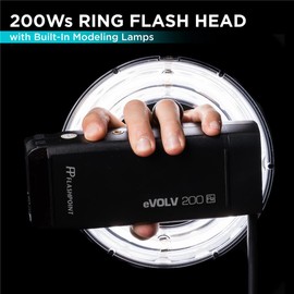 Flashpoint R200 Ring Flash Head for eVOLV200 and eVOLV200 Pro Pocket Flash, Ultra-Powerful 200ws Flash Ring Light w/Built-in Modeling Lamp, Shadow-Free Lighting for Flash Photography & Macro Shots