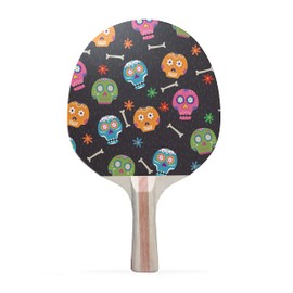 TigerTail Sports Muertos Colorful Design Ping Pong Paddle, Premium 5 Ply Table Tennis Racket (Red on Back)