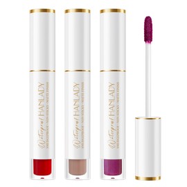 HANLADY Nude Berry Dark Red Lipstick 3Pc Long Lasting Lipsticks for Women Pigmented Smudgeproof Transferproof Vegan Cruelty Free Lip Color, A61/66/48