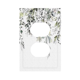 WMHUSU Decorative Outlet Covers Green Eucalyptus Leaves Sage Plants Leaf 1 Gang Wall Plate Receptacle Duplex Light Switch Cover Plate Single Dual Plug Covers Electrical Switchplate Faceplate (2 Pack)