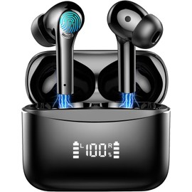 Wireless Earbuds Bluetooth 5.4, in Ear buds 6-Mic ENC Noise Cancelling(Clearer Call) Mini Earphones Deep Bass HiFi Stereo,LED Power Display 35H Playtime IP7 Waterproof Headphones for Android iOS
