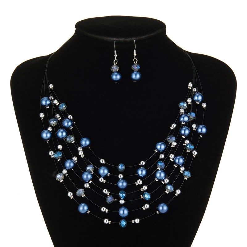 Collares de perlas en capas para mujer, gargantilla de perlas