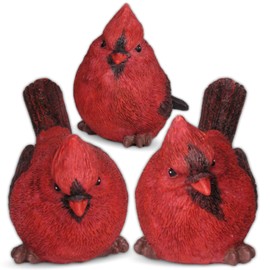 Cardinal Figurine Birds Decoration - Set of 3 Styles - 4 Inch High