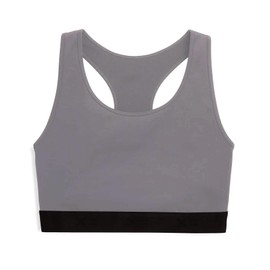 TomboyX Racerback Compression Bra Wireless Medium Support Top Smooth Flatlock Seams Full Coverage Athletic Bra -Small/Ultimate Gray