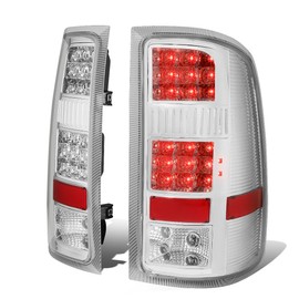 Auto Dynasty Full LED DRL Rear Tail Lights Brake Lamps Compatible with GMC Sierra 1500 2500HD 3500HD 07-14, Driver and Passenger Side, Chrome Housing Clear Lens