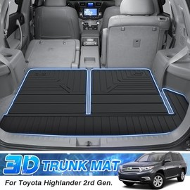 TGBROS Compatible with 2008-2013 Toyota Highlander Cargo Mat Accessories All Weather Cargo Liner Rear Trunk Liner Black Non-Slip