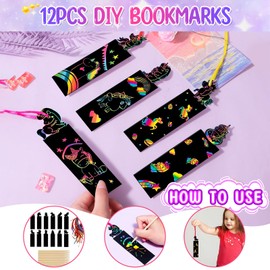 184 Pieces Unicorn Party Bag Children's Birthday Girl Unicorn Scratch Pictures Snap Bracelet Keyring Rings Stamp DIY Sticker Gift Bags Give Away Gift Bag Birthday Gifts Children