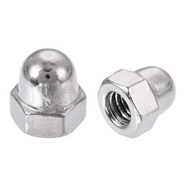 Sourcingmap Acorn Hex Cap Nuts - 12Pcs M4 Dome Nuts 304 Stainless Steel Hexagon Decorative Cap Nut for Screws Bolts Silver Tone