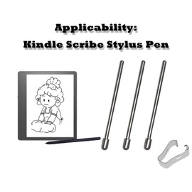 3 Pack Metal Pen Nibs/Tips Replacement for Kindle Scribe Stylus Pen, Metal Kindle Scribe Stylus Pen Nibs/Tips with 1 Tweezer