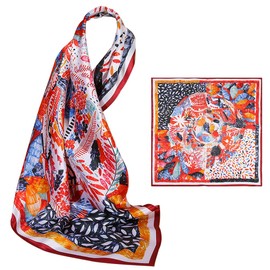 ZhaoCo 100% Natural Mulberry Silk Scarf, 66 x 66 cm / 26 x 26 Inch Silk Scarf, Graphic Print, Small, Soft, Square Silk Scarf for Women, Ss70-004