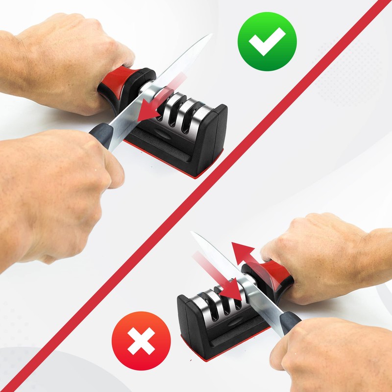 Knife Sharpeners for Kitchen Knives– Stainless Steel 4 in1 Kitchen