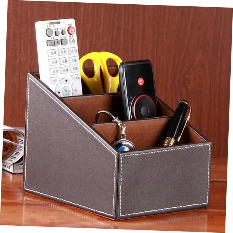 STOBOK Pu Leather Remote Control and Cd Organizer Caddy Holder